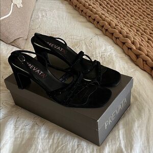Prevata Black Strappy Sandals, Size 8.5